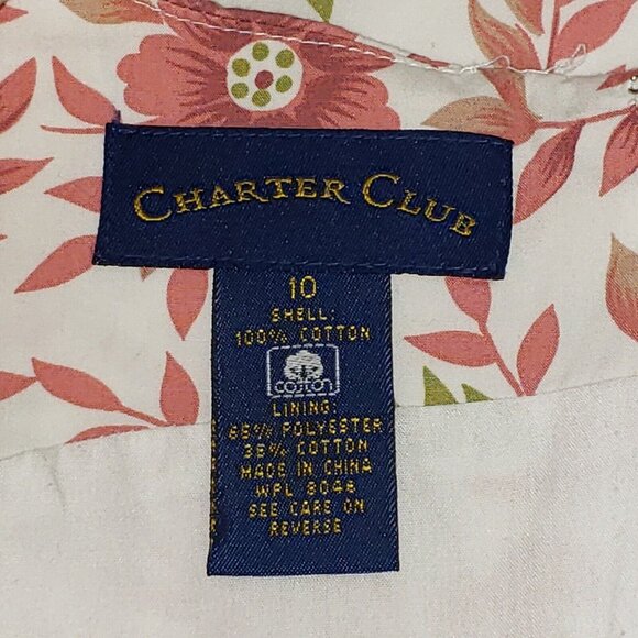 Charter Club Sheath Dress Women's Size 10 Cotton Pink Poppy Floral Zipper VTG - Picture 3 of 16